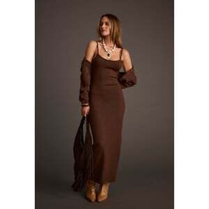 12th Tribe Teresa Mocha Sweater Midi Dress Size MM